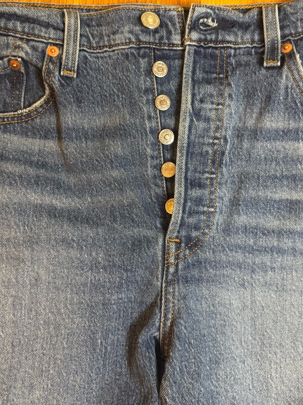 Levi's 501 Original High Rise Straight Leg Jeans Blue Wash 32x30 Button Fly